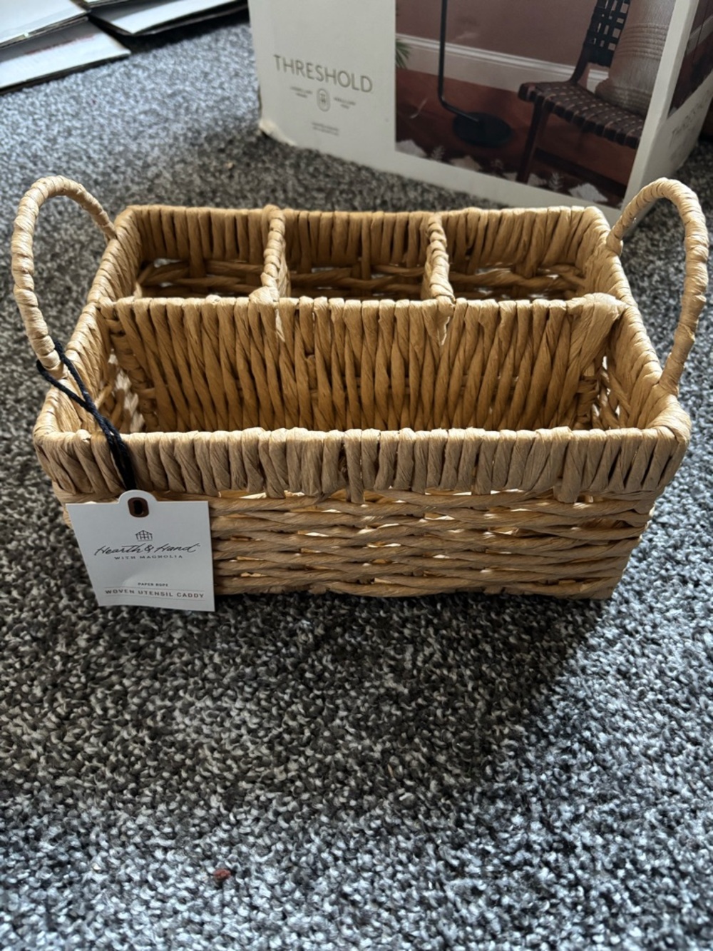 Hearth & Hand Natural Woven Organizer Caddy - Tan